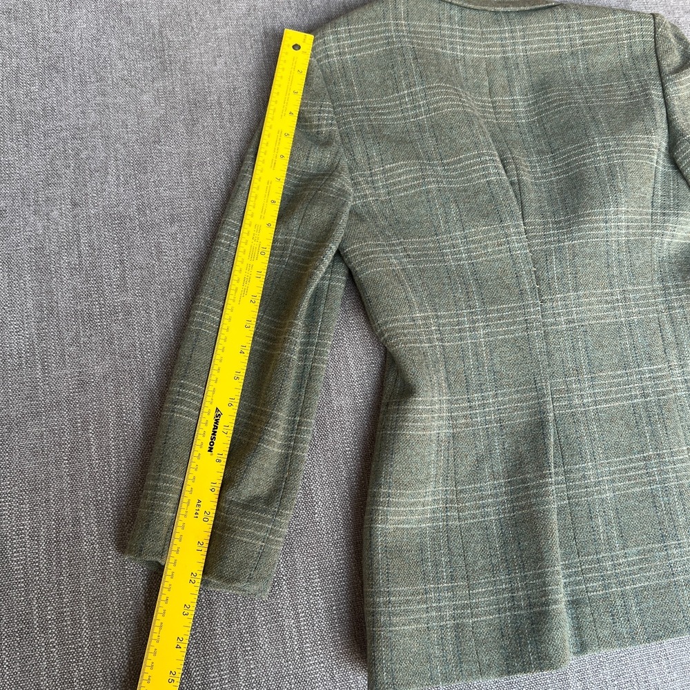 Vtg Linda Allard Ellen Tracy Two-Piece Blazer & Skirt Set Womens 2 Green Plaid - Picture 5 of 15